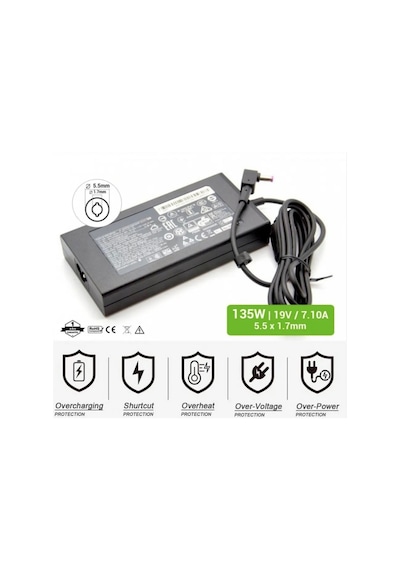Acer Liteon Pa-1131-26 5.5 1.7mm Notebook Adaptörü, Şarj Aleti Cihazı 135w
