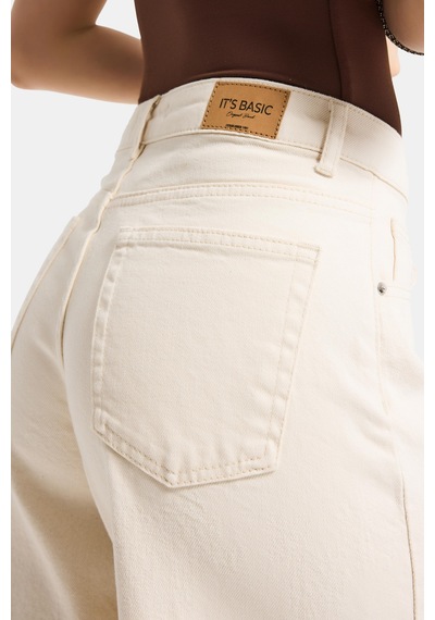 Itsbasic Kadın Raw 7s6-69 Palazzo Fit Elastan Kumaş Denim Jean Krem