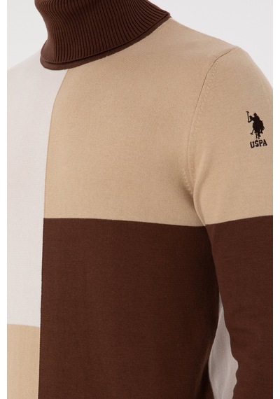 U.S. Polo Assn. Erkek Slim Fit Balıkçı Yaka Kum Kazak 50297057-VR085