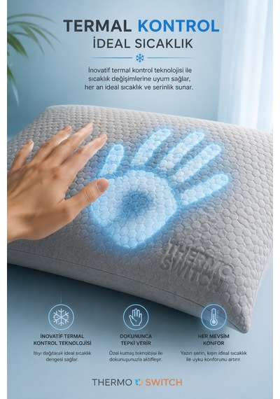 Sleep Home Thermo Switch Visco Yastık 40 X 60 Cm Açık Gri
