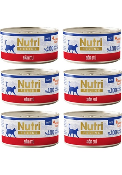 Nutri Feline Adult Pate 70gr Sığır Etli 6 Adet Yaş Yetişkin Kedi Maması