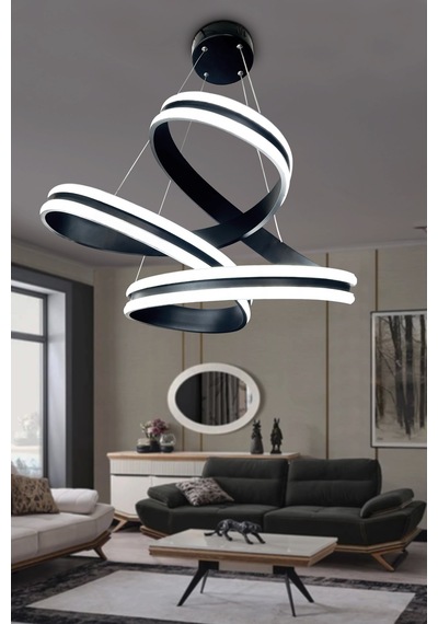 Luna Çift Yönlü Yüksek Işık Modern Led Avize Siyah