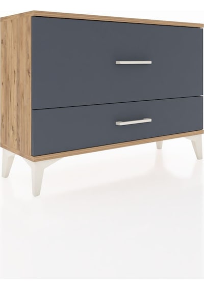 Arges Şifonyer 2 Çekmeceli 88x30x64 Çam-antrasit Atlas Çam