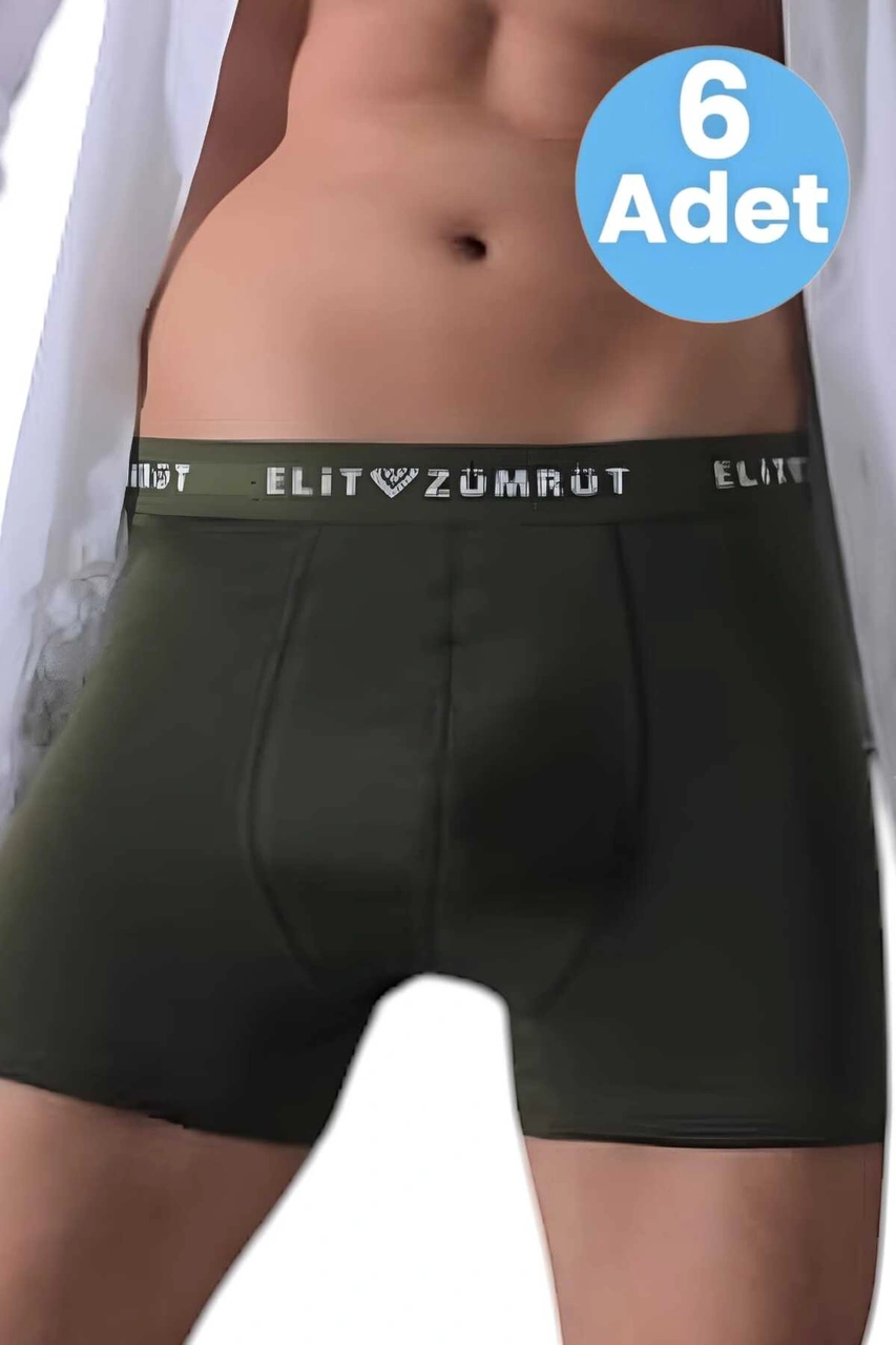 Tezzgelsin Erkek Pamuklu Baklava Lastikli 6'lı Boxer Haki
