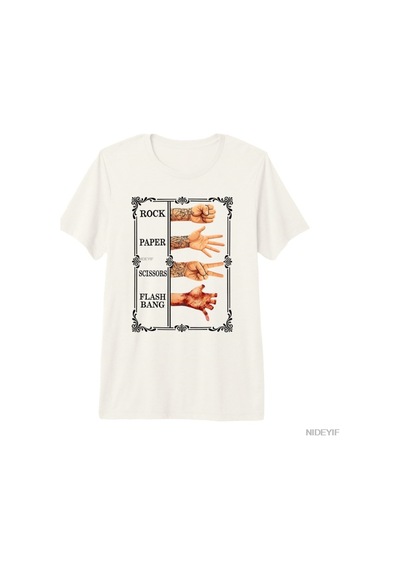Flood Of Style Taş Kağıt Makas Flashbang Gamer Meme T-shirt Erkekler Kadınlar Için % 100% Pamuk T Shirt Kısa Bej