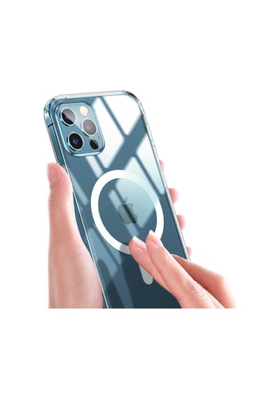 Apple Iphone 12 Pro Max Ile Uyumlu Kılıf Magsafe Wireless Şarj Destekli Şeffaf Magnetic Crystal Case R17562: