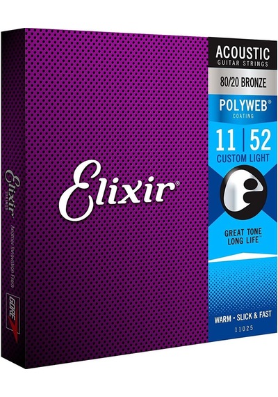 Elixir 11025 Polyweb Bronze Custom Light Akustik Gitar Teli .011-.052