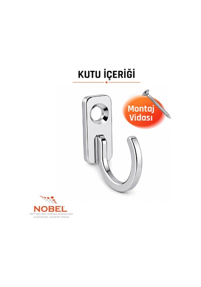 Anahtar Askısı, Metal Vestiyer Askısı, 2 Gr, Dolap Ve Duvar Askılığı, Çi Nko Vidalı Çinko