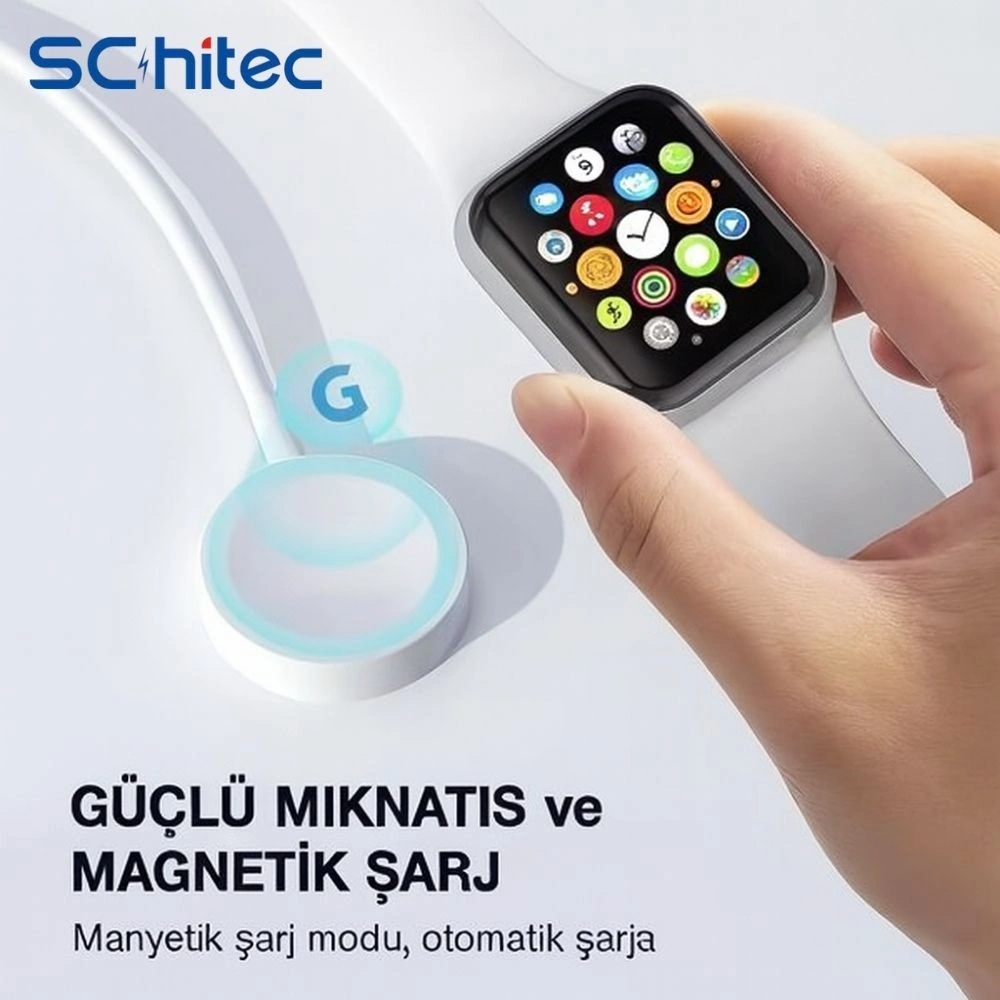 Schitec Type-c Girişli Universal İ-watch Akıllı Saat Şarj Cihazı Beyaz C49t