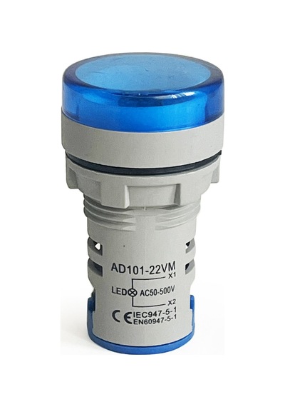 Mini Dijital Voltmetre 22mm Ac 60-500v Led Mavi Işık