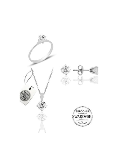 Gümüş Swarovski Tek Taş Modeli Üçlü Set (536535775)