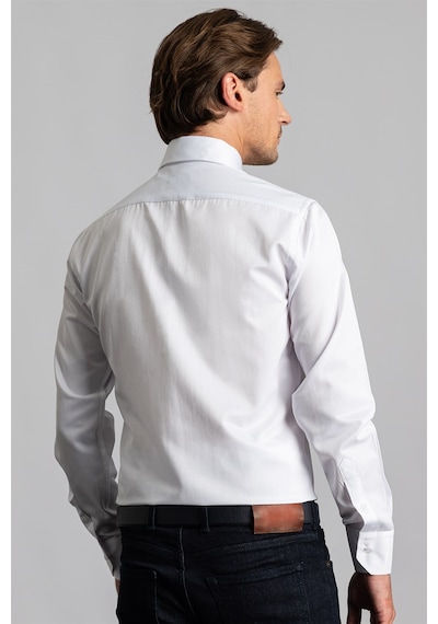Tudors Modern Slim Fit Düz Saten Erkek Gömlek-22935 Beyaz