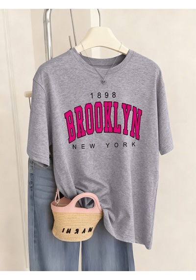 Noıssey Urban Pop Graphic Kadın Tişört Koleksiyonukod 5483 Gri