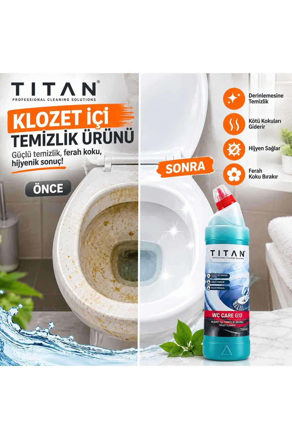 Wc Care G12 Jel Formüllü Kireç Ve Leke Karşıtı Kıvamlı Wc Temizlik Ürünü