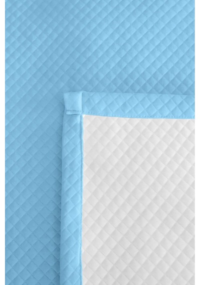 Mavi Düz Genç Odası Tek Kişilik Pike Takımı - Kapitone Modern Açık Mavi 160x220 Cm Yatak Örtüsü Pamuksu Çiy Çizgisi