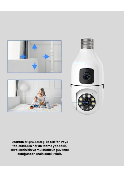 Ampul Tipi Wifi Kamera 2mp Lensli Full Hd Görüntü Akıllı Hareket Algılama