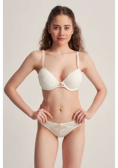 Le Jardin Kadın Ekru 5040 Push Up Dantelli Sütyen Takım Ekru