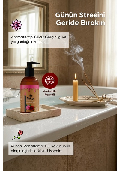 4 Lü Set Gül Aromalı Erotik Vücut Masaj Yağı 120 Ml X 4, Nemlendirici Ve Rahatlatıcı - 306279913