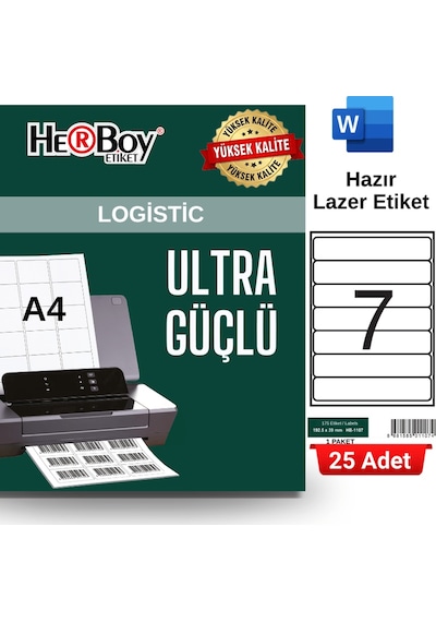 Herboy Hb-1107 192,5 X 39 Mm A4 Laser Etiket 25 Adet