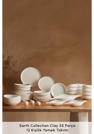 Karaca  Earth Collection Clay 55 Parça 12 Kişilik Yemek Takımı