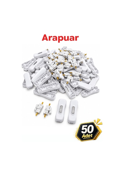 Arapuar Anahtarı Beyaz Aç Kapa Anahtar Ara Puar 50 Adet 2a - 250v