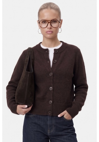 Ritnice Kadın Warm Soft Dokulu Basic Kahverengi Triko Hırka