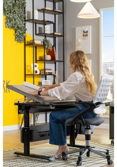 Vega Basic Yükseklik Ve Eğim Ayarlı Çalışma Masası, Çekmeceli Bilgisayar Ve Ofis Masası, Antrasit Gri Vega Basic Yükseklik Ve Eğim Ayarlı Çalışma Masası, Çekmeceli Bilgisayar Ve Ofis Masası, Antrasit Gri
