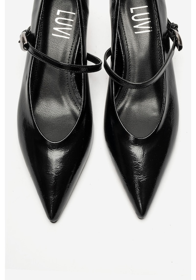 Luvi Shoes Cres Siyah Cilt Kadın Kısa Topuklu Ayakkabı