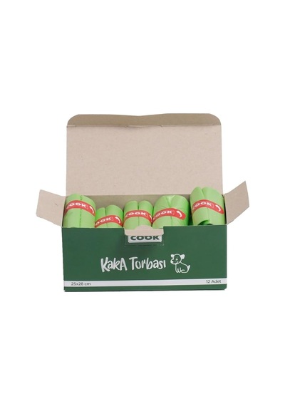 Cook Kaka Torbası, 12 Rulo X 30 Torba, 360 Adet, Elma Kokulu, Yeşil