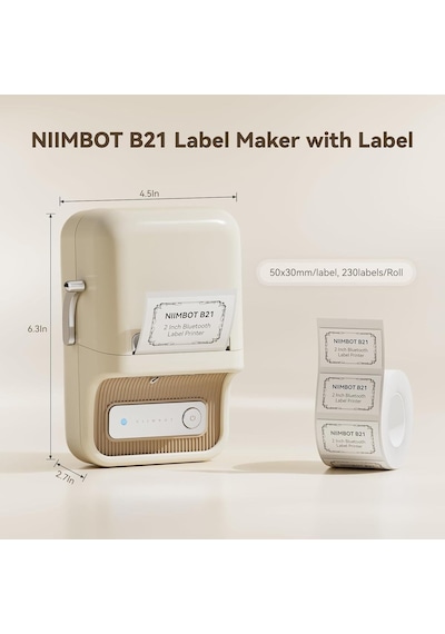 Niimbot B21S Bluetooth Taşınabilir Termal Etiket Yazıcı Krem