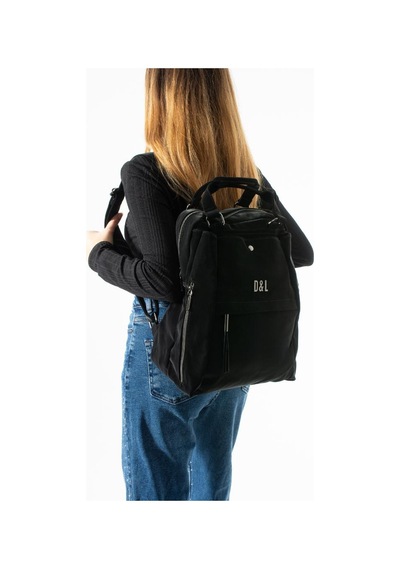 Baginn Nubuk-süet Dokulu Kadın Sırt Çantası Vegan Deri 35 29 Cm İster Elde İster Sırtta Fonksiyonel 19a Siyah