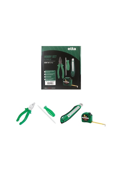 Elta Hobby Set 4 Parça Opak Pense 160mm Maket Bıçağı Şerit Metre Tornavida