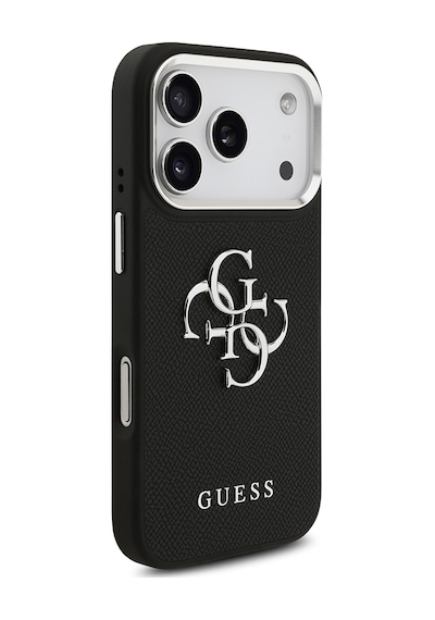 Apple Uyumlu iPhone 17 Pro Kılıf Guess Lisanslı Pu Deri 4g Büyük Metal Logo Dizaynlı Kapak Siyah