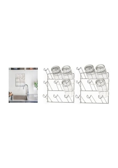 Bardak Düzenleyici Askı Ve Kurutmalık 2 Adet Bulasıklık Duvar Monte 19x12x24cm