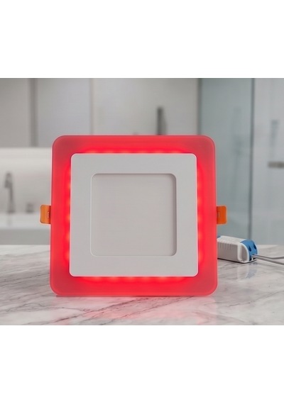 Kare Sıva Altı Led Spot Aydınlatma 9 Watt Çift Renk 3 Kademe Kırmızı Beyaz Gece Lambası Armatür