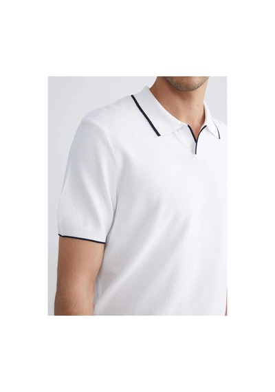 LC Waikiki Southblue Ekru Polo Yaka Kısa Kollu Erkek Triko Kazak Ecru