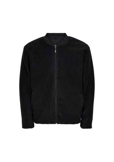 Only Onssawyer Fleece Bomber Otw Erkek Polar Ceket 22022674-BLACK Siyah