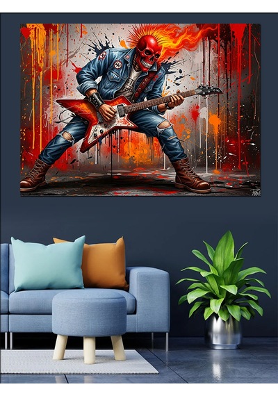 Rock Savaşı Sanat İllüstrasyon Dekoratif Kanvas - Mdf Ahşap Tablo
