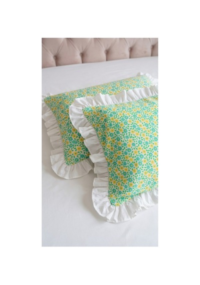 %100 Pamuklu Çiçek Desenli Fırfırlı Yastık Kılıfı 2 Adet 50x70 Cm Beyaz - 863744406 Beyaz