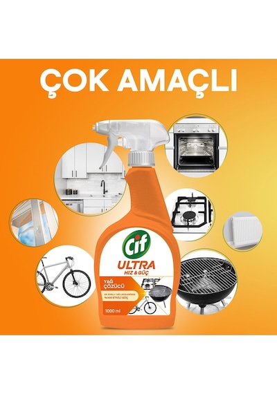 Cif Ultra Hız & Güç Yağ Çözücü Leke ve Kir Çıkarıcı Sprey 3 x 1 L