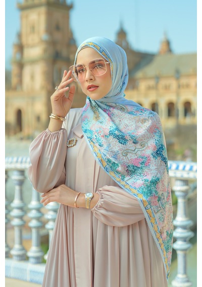 Buttonscarves Sevilla Saten Şal - Cielo Mavi