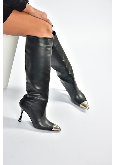 Fox Shoes V752574109 Siyah İnce Topuklu Kadın Çizme Siyah