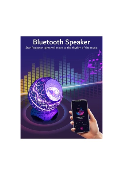 Dinozor Tasarımlı Bluetooth Hoparlör Gece Lambası Galaxy Led Projektör Çok Renkli 2 Saat Diğer