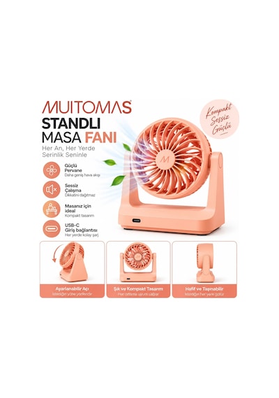 Muıtomas Standlı Masa Fanı Şeftali