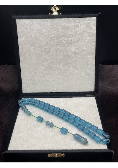 Sistemli Mor Hareli Mavi Turkuaz Ateş Kehribar Tesbih 8x12 Mm