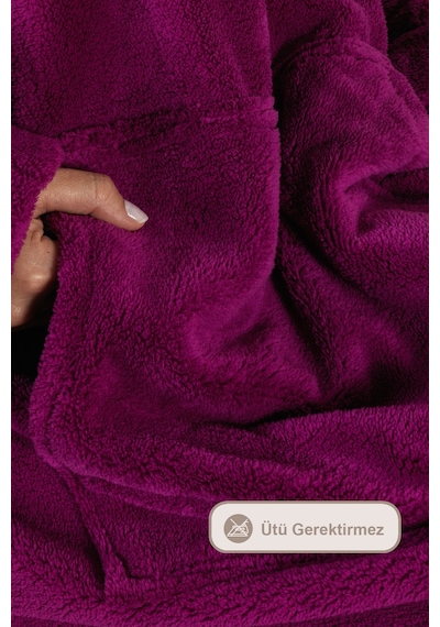 Elart Enjoy Tv Battaniyesi Wellsoft Kapüşonlu Giyilebilir Unisex Over Size 80x110 Cm Mor Mor