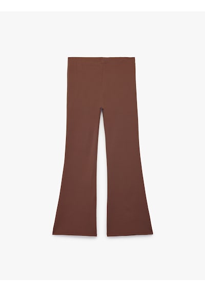 Koton Beli Lastikli Slim Fit İspanyol Paça Tayt Kahverengi 7wkg40036ak Kahve