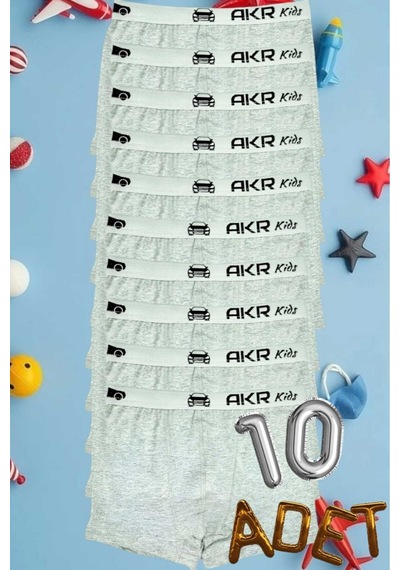 Uniquetrenders Erkek Çocuk 10'lu Pamuklu Boxer Gri