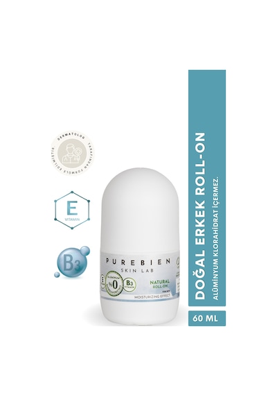 Doğal Roll On Deodorant Erkek Beyazlatıcı Etki, Ter Kokusu Önleyici, Alkolsüz, Vegan, Leke Bırakmaz