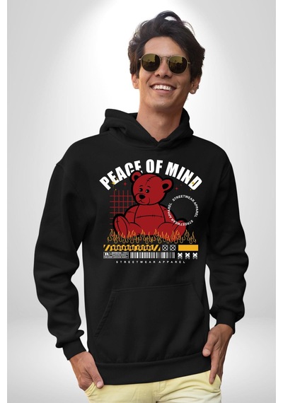 İç Huzur Kadın Erkek Siyah Kapüşonlu Sweatshirt Hoodie Siyah